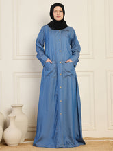 Nabia  Front Open Denim Abaya With Black Georgette Hijab